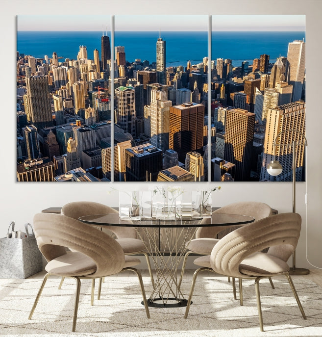 Extra Large Chicago Cityscape Skyscrapers Wall Art Canvas Print
