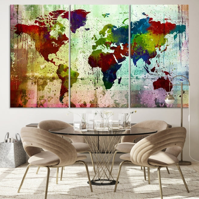 Watercolor World Map Canvas Print