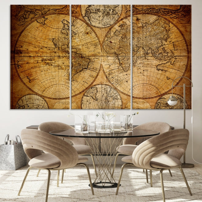 Large Wall Art Antique World Map Canvas PrintAtlas World Map Wall Art Print