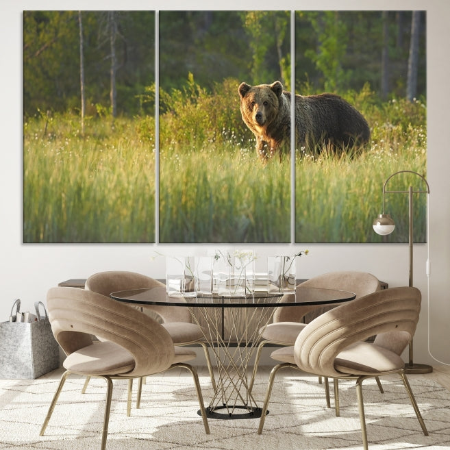 Wild Bears in Nature Large Wall Art Canvas PrintFramedReady to Hang