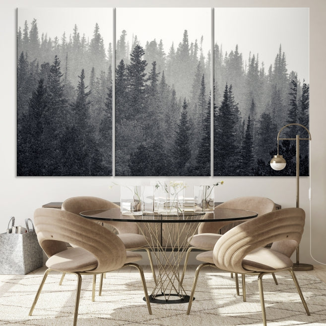 Foggy Forest Canvas Wall Art Framed Landscape Print Relaxing Wall Decor