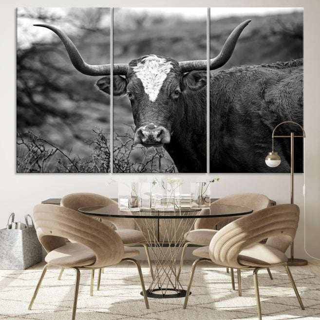 Texas Cow Large Wall Art Canvas Print