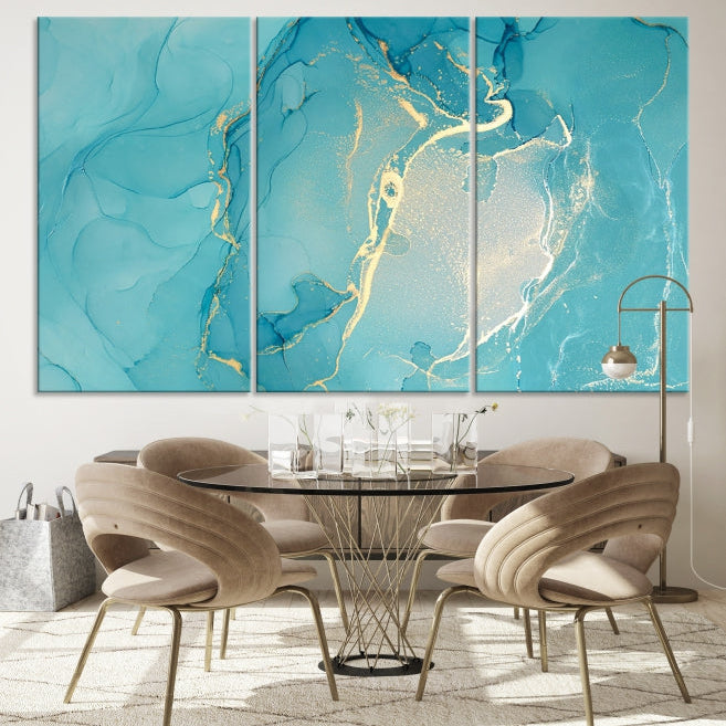 Large Turquoise Abstract Canvas Wall Art Abstract Print