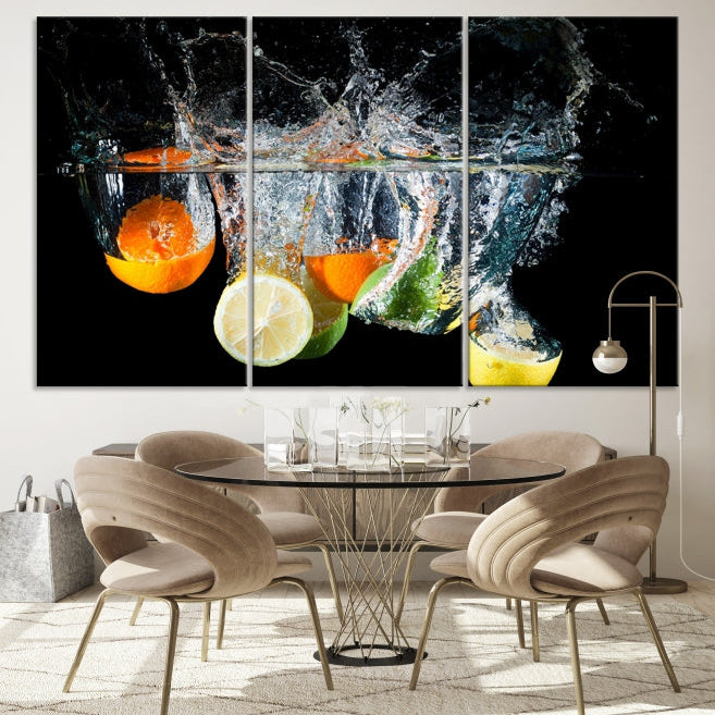 Large Kitchen Wall Art Fruits in Water Art Canvas Print