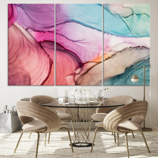 Colorful Marble Abstract Wall Art Print Canvas Living Room Kitchen Wall Decor