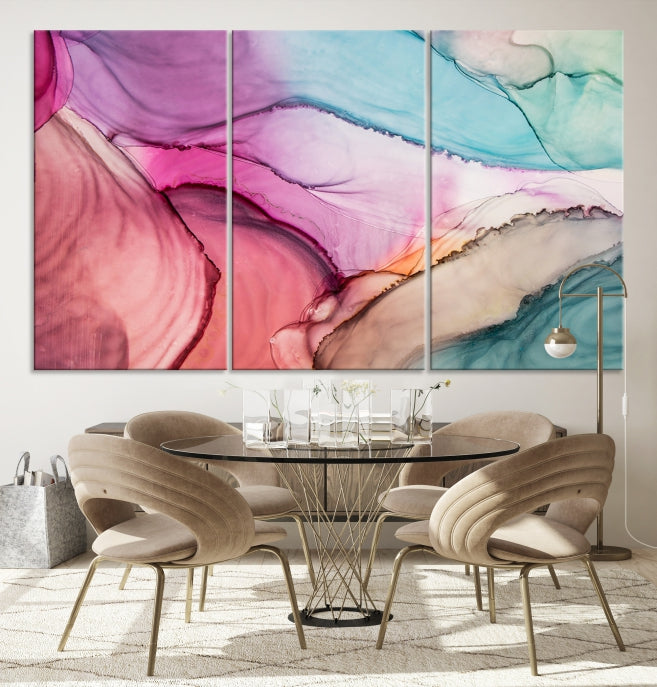 Colorful Marble Abstract Wall Art Print Canvas Living Room Kitchen Wall Decor