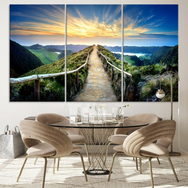 Thrilling Path to Sunset Extra Large Wall Art Mountain Landscape Canvas Print