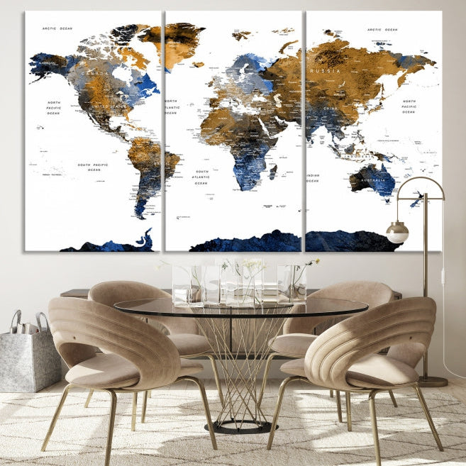 Bring Your Travel Dreams to Life with Our Large Modern World Map Canvas Print Wall ArtA Stylish & Informative Decor