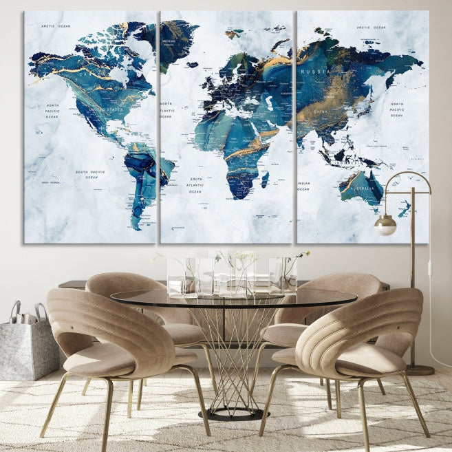 Extra Large World Map Wall Art Canvas Print Housewarming Gift