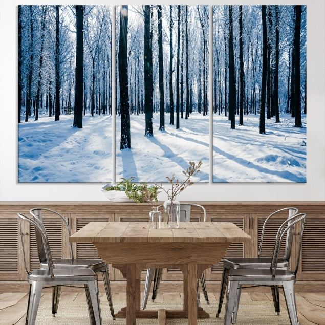 Winter Season in Forest Wall Art Canvas Print