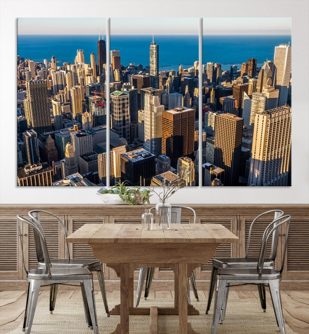 Extra Large Chicago Cityscape Skyscrapers Wall Art Canvas Print