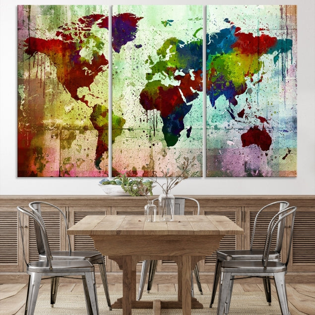 Watercolor World Map Canvas Print