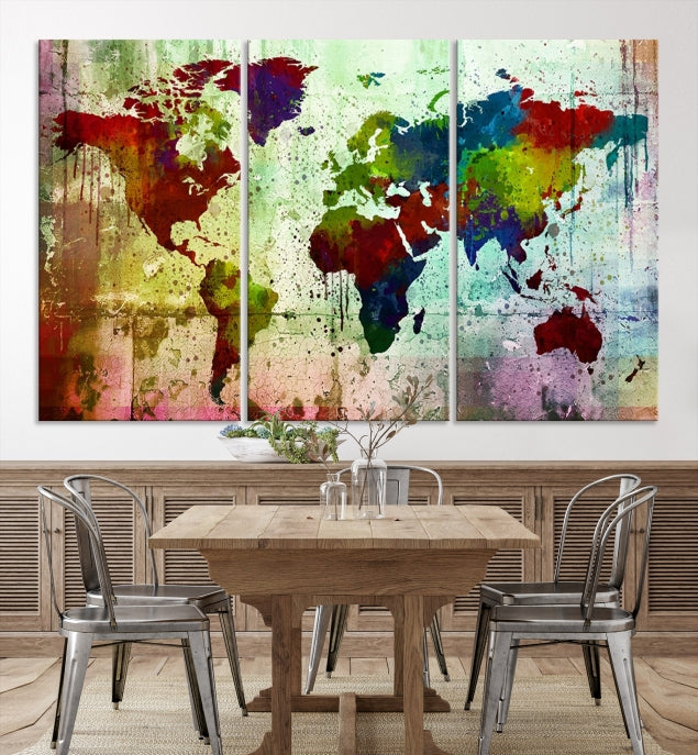 Watercolor World Map Canvas Print