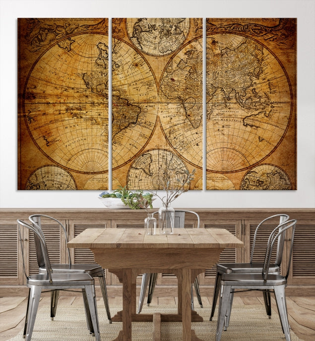 Large Wall Art Antique World Map Canvas PrintAtlas World Map Wall Art Print