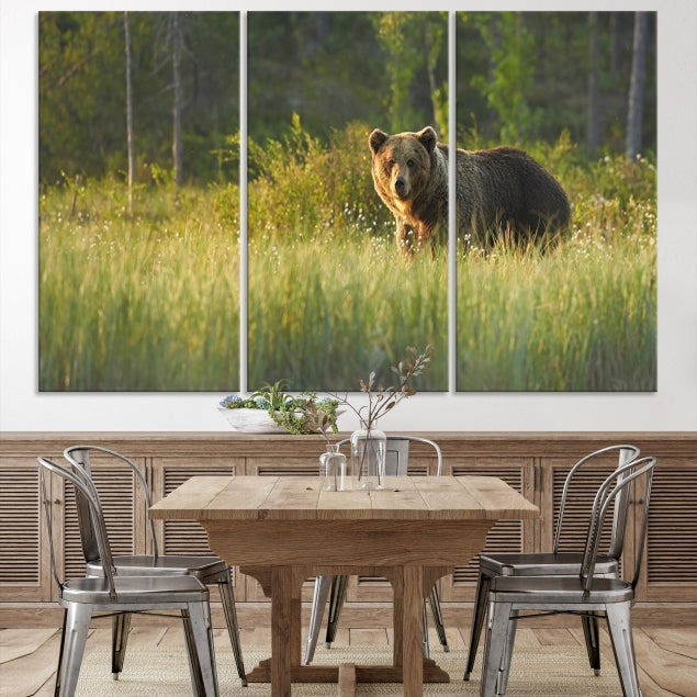 Wild Bears in Nature Large Wall Art Canvas PrintFramedReady to Hang