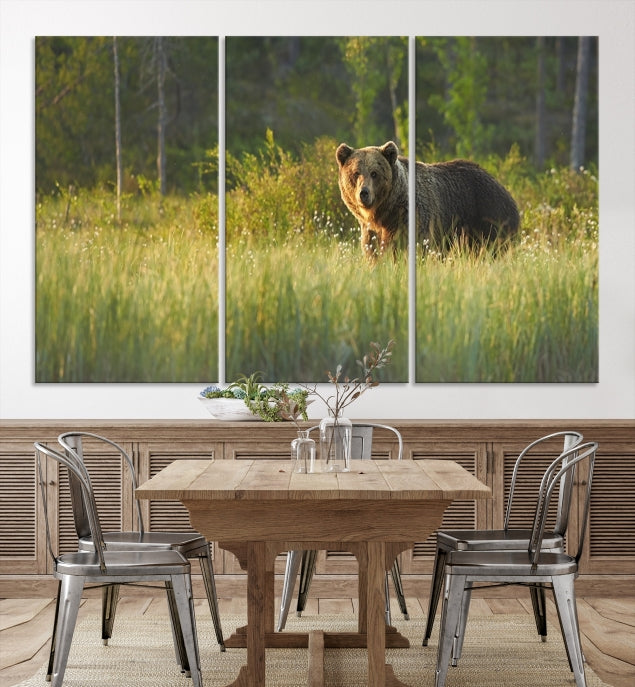 Wild Bears in Nature Large Wall Art Canvas PrintFramedReady to Hang