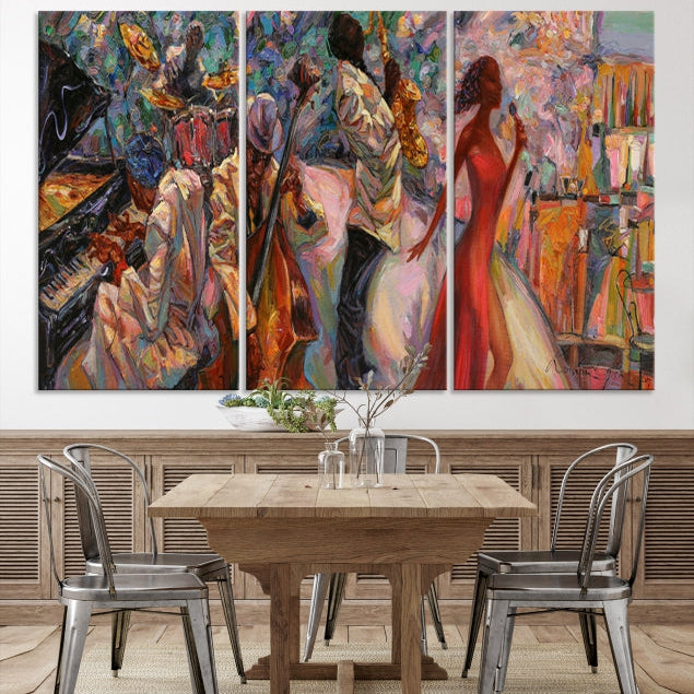 Musician Women and Jazz Orchestra African American Wall Art Canvas Print