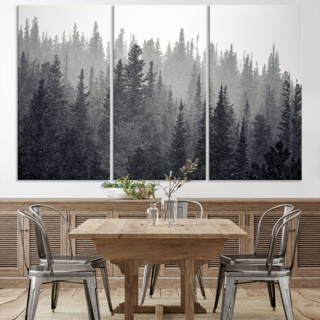 Foggy Forest Canvas Wall Art Framed Landscape Print Relaxing Wall Decor