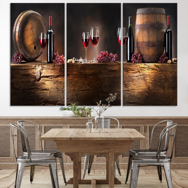 Wine and Barrels Large Wall Art Canvas Print