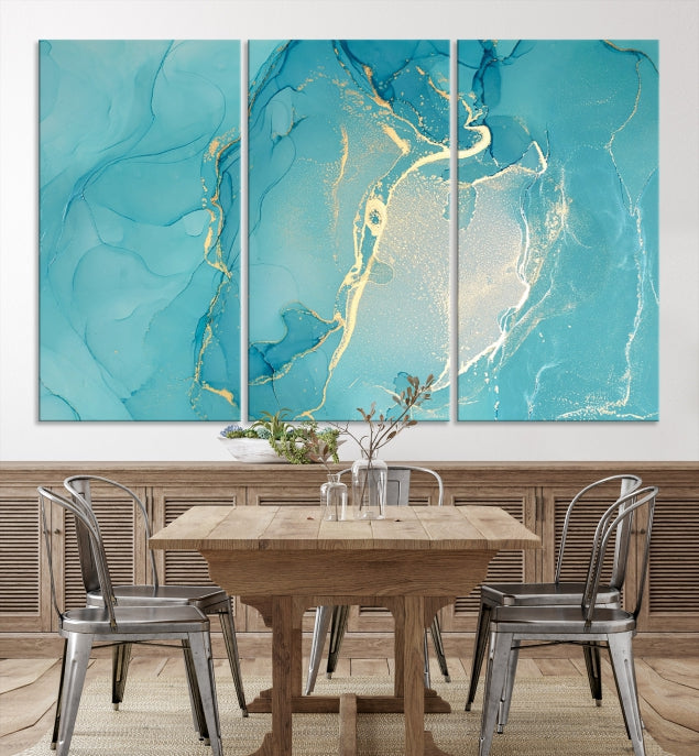 Large Turquoise Abstract Canvas Wall Art Abstract Print