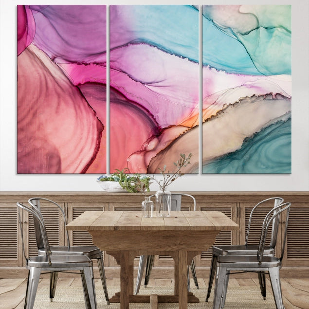 Colorful Marble Abstract Wall Art Print Canvas Living Room Kitchen Wall Decor