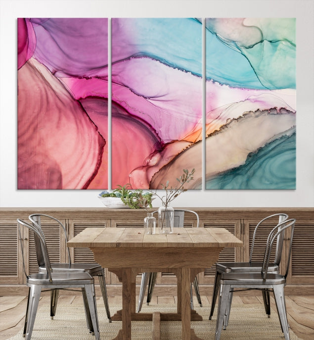 Colorful Marble Abstract Wall Art Print Canvas Living Room Kitchen Wall Decor