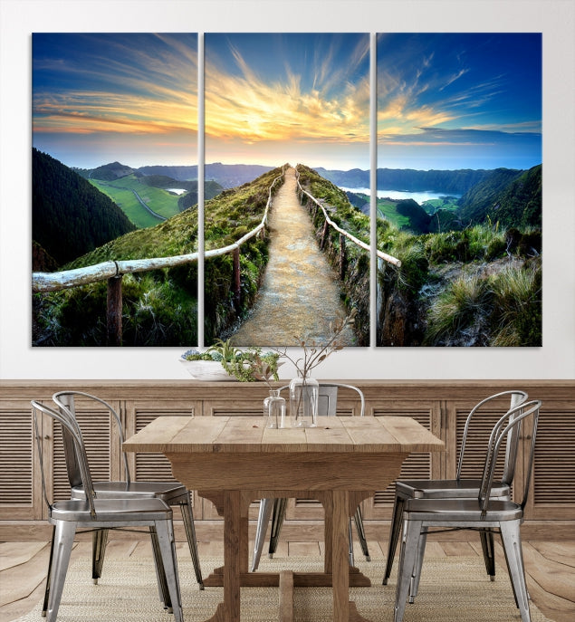 Thrilling Path to Sunset Extra Large Wall Art Mountain Landscape Canvas Print