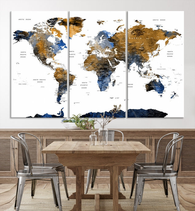 Bring Your Travel Dreams to Life with Our Large Modern World Map Canvas Print Wall ArtA Stylish & Informative Decor