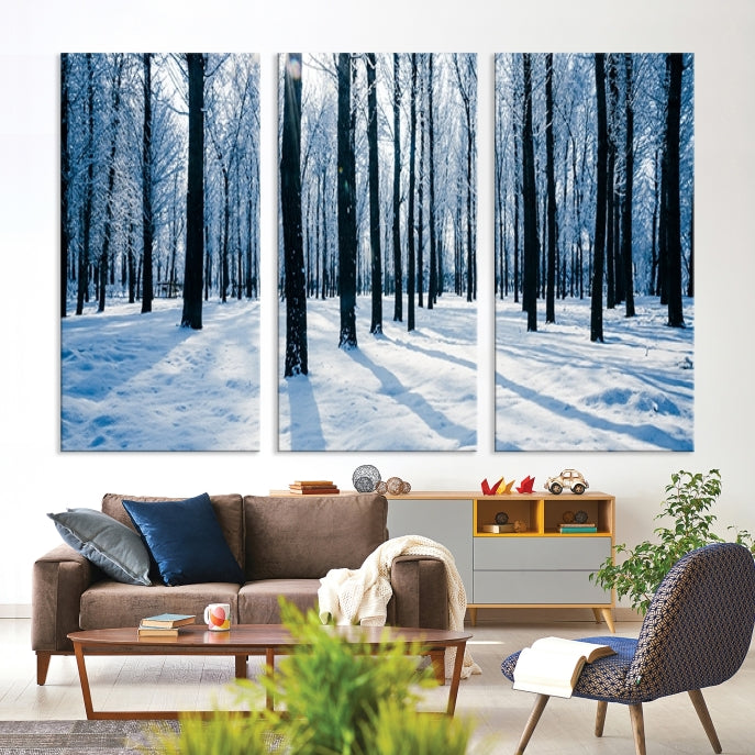 Winter Season in Forest Wall Art Canvas Print