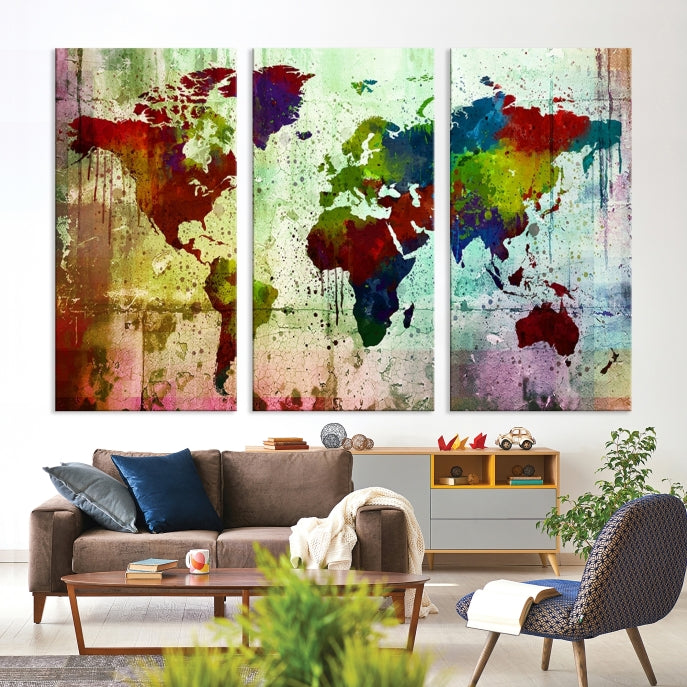 Watercolor World Map Canvas Print