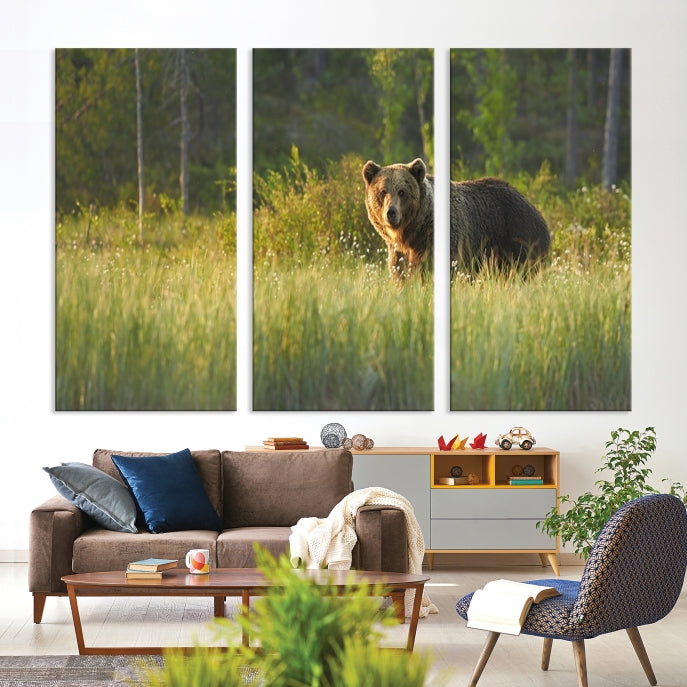 Wild Bears in Nature Large Wall Art Canvas PrintFramedReady to Hang