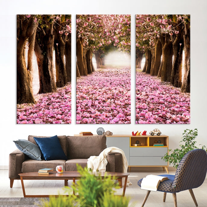 Mesmerizing Blossom Cherry Trees Large Wall Art Framed Canvas Print