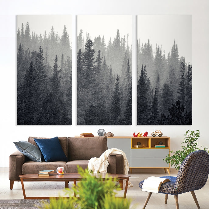 Foggy Forest Canvas Wall Art Framed Landscape Print Relaxing Wall Decor