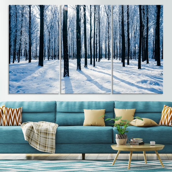 Winter Season in Forest Wall Art Canvas Print