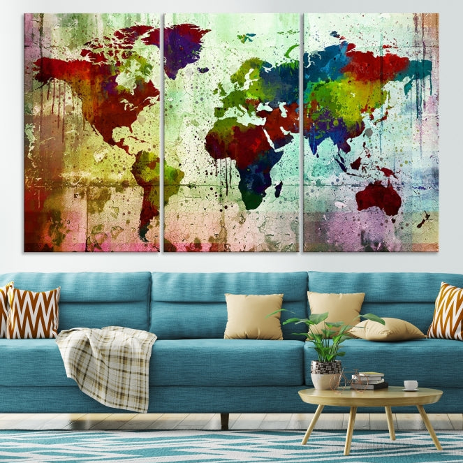 Watercolor World Map Canvas Print