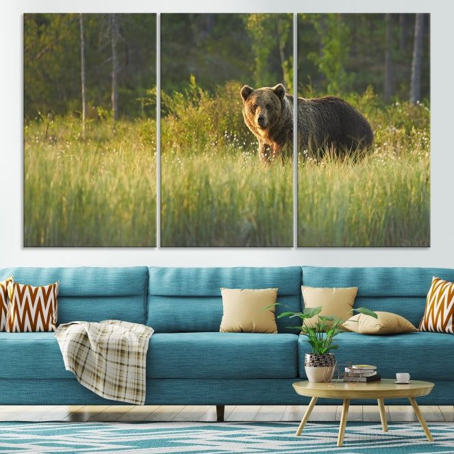 Wild Bears in Nature Large Wall Art Canvas PrintFramedReady to Hang