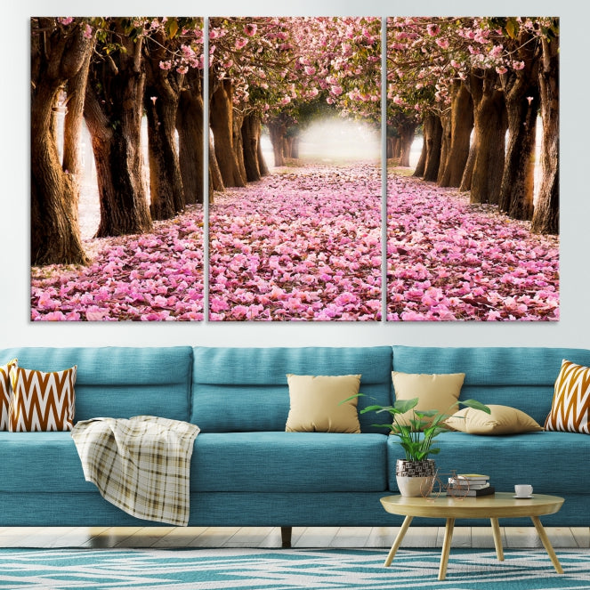 Mesmerizing Blossom Cherry Trees Large Wall Art Framed Canvas Print