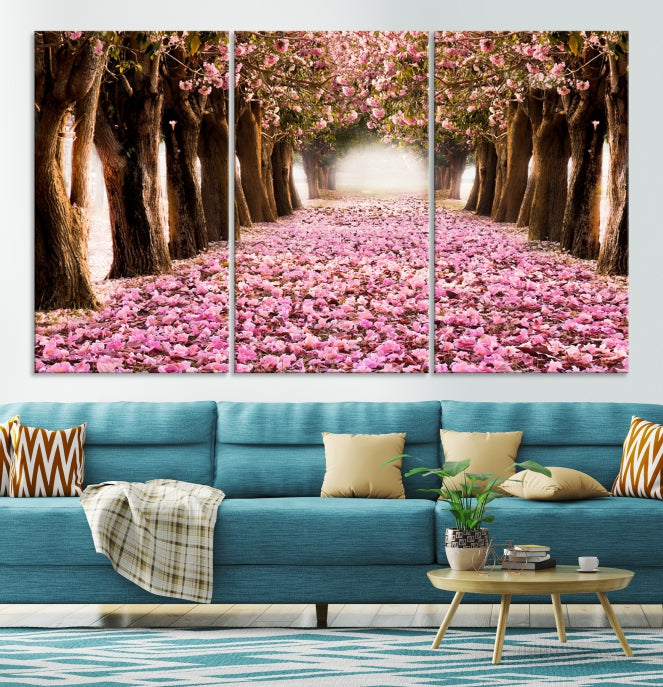 Mesmerizing Blossom Cherry Trees Large Wall Art Framed Canvas Print