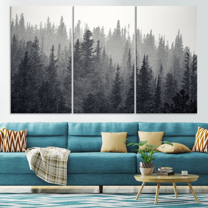 Foggy Forest Canvas Wall Art Framed Landscape Print Relaxing Wall Decor