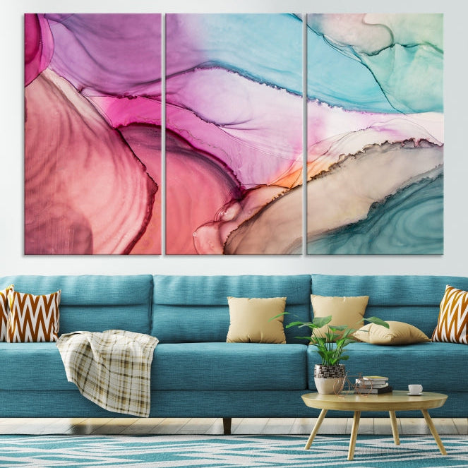 Colorful Marble Abstract Wall Art Print Canvas Living Room Kitchen Wall Decor