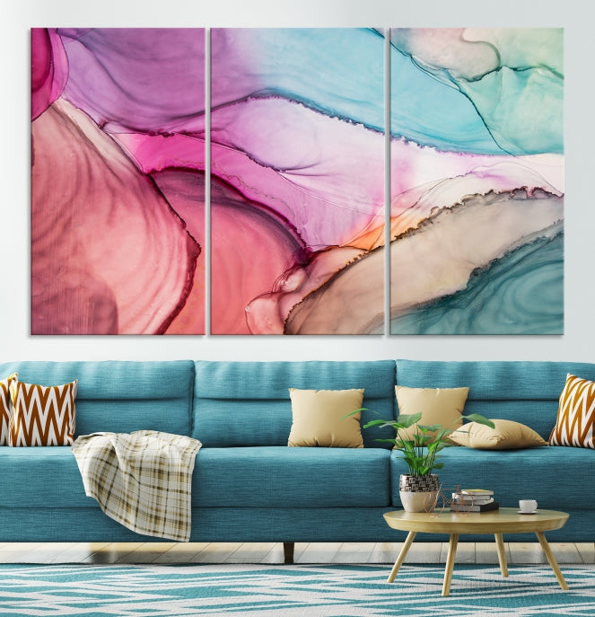 Colorful Marble Abstract Wall Art Print Canvas Living Room Kitchen Wall Decor