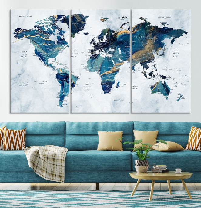 Extra Large World Map Wall Art Canvas Print Housewarming Gift