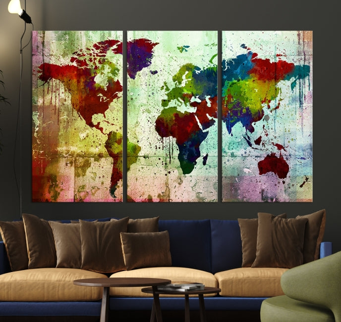 Watercolor World Map Canvas Print