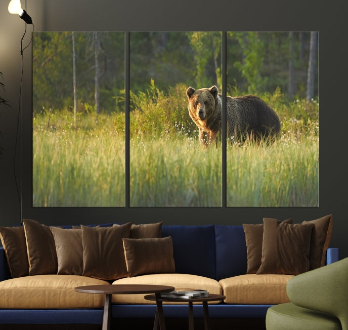 Wild Bears in Nature Large Wall Art Canvas PrintFramedReady to Hang