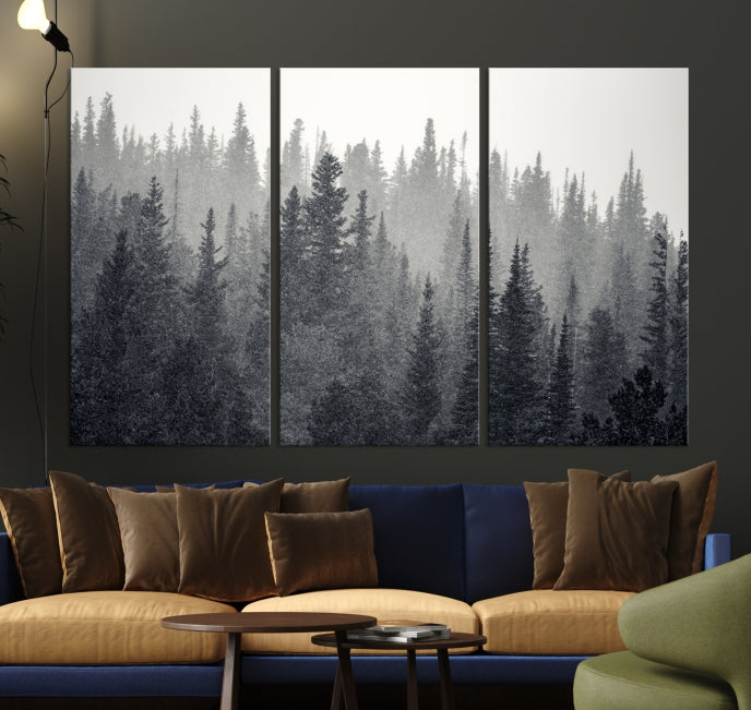 Foggy Forest Canvas Wall Art Framed Landscape Print Relaxing Wall Decor