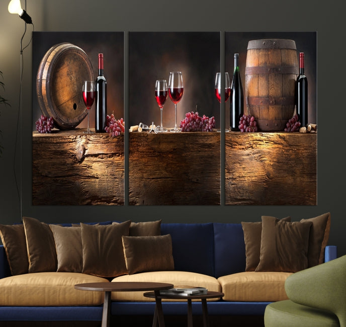 Wine and Barrels Large Wall Art Canvas Print