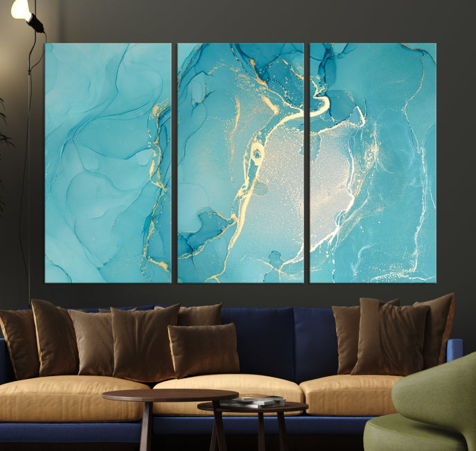 Large Turquoise Abstract Canvas Wall Art Abstract Print