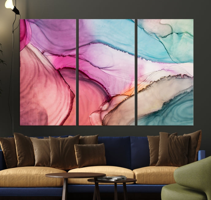 Colorful Marble Abstract Wall Art Print Canvas Living Room Kitchen Wall Decor