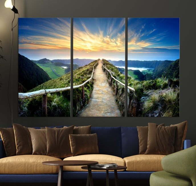 Thrilling Path to Sunset Extra Large Wall Art Mountain Landscape Canvas Print