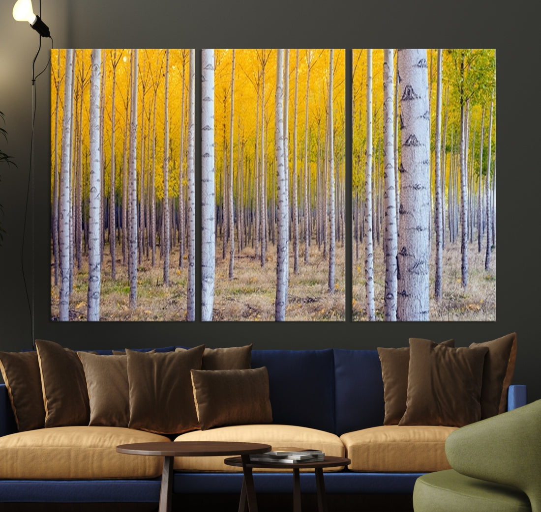 Yellow Forest Autumn Landscape Tree Wall Art Landscape Canvas Print